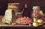 Luis Eugenio Melendez Still Life with Fruit and Cheese oil painting on canvas